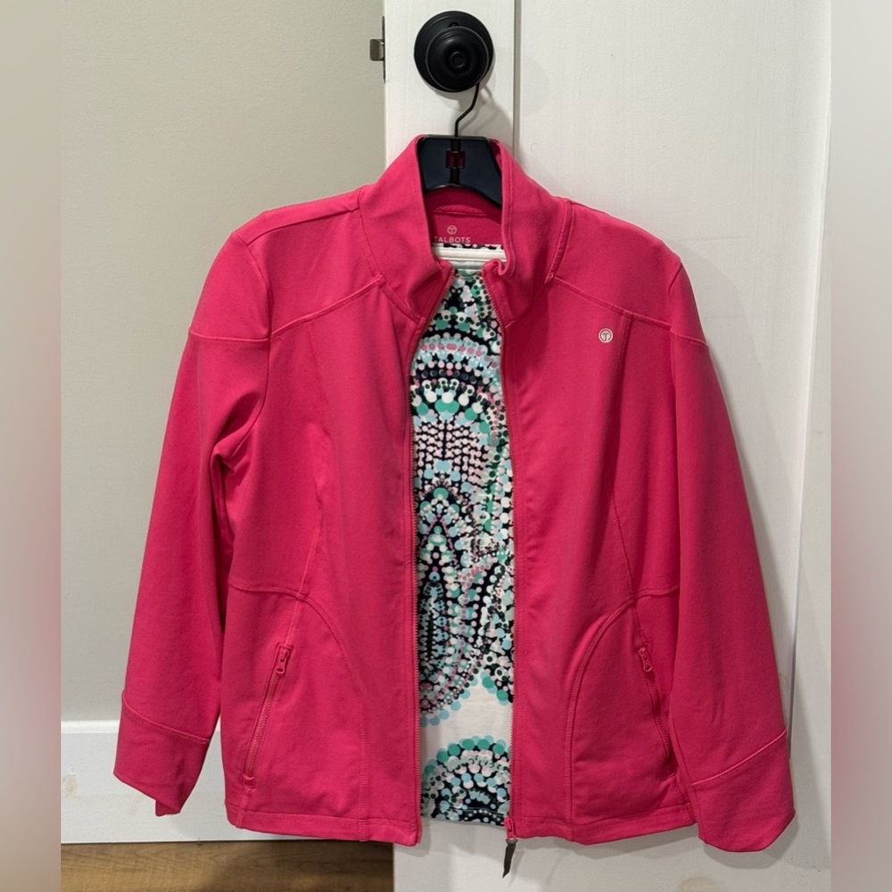 Pair of 2 Talbots New w/ Tags Pink Zip Up Sweatshirt Small Petite Paisley - Picture 3 of 8